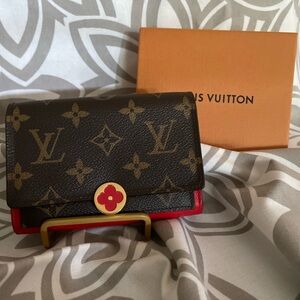 COPY Flawed - Louis Vuitton Red Monogram Flore Compact Wallet - Project